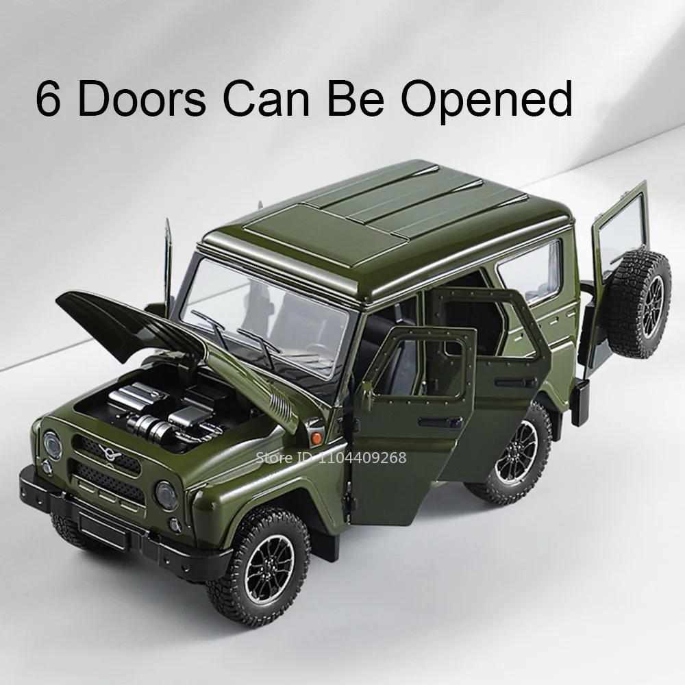 Large 1:18 Russian UAZ Hunter DongFeng M-Terrain SUV Car Model Toy Doors Can Opened Military Off-Road Vehicle Boys Holiday Gifts