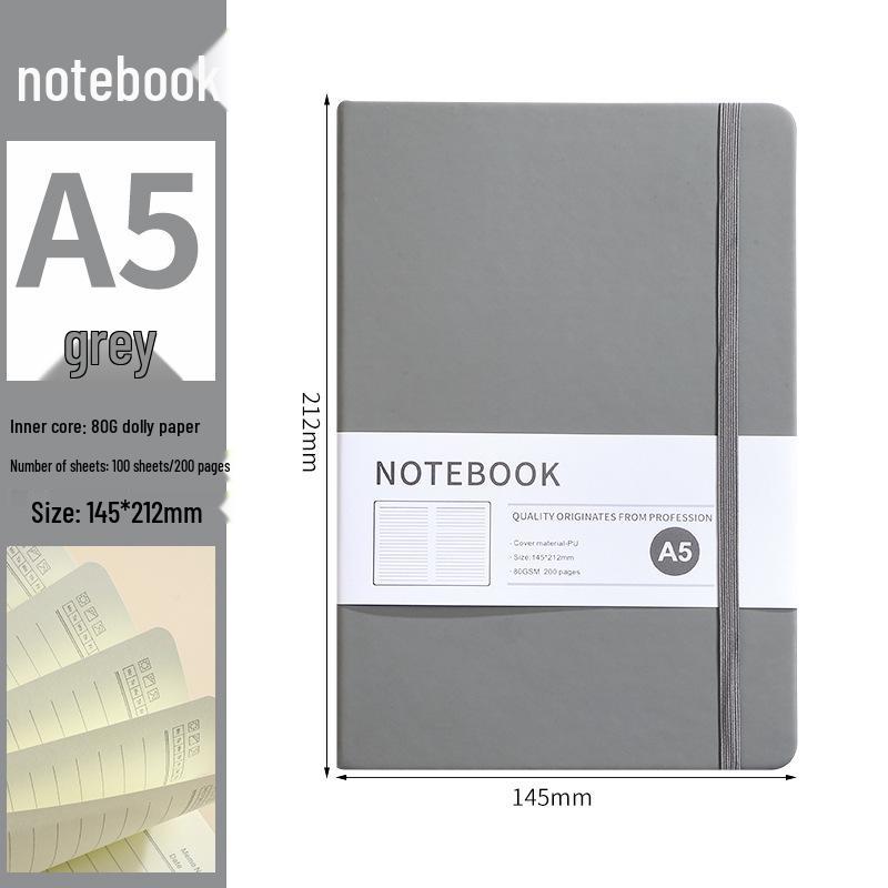 A5 Faux Leather Strap Notebook with Elastic Band - Customizable Business Office Journal