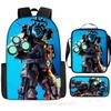 Fast Delivery Skibidi Toilet Backpack Cross-border Fashion Backpack Retro Schoolbag Cartoon Backpack Three-piece Set
