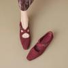 Neue minimalistische Retro-Ballerinas mit niedrigem Absatz und runder Zehenpartie für Damen, mit Gürtelschnalle, einfarbig, atmungsaktiv, Mary Jane Einzelschuhe Größe 35-43