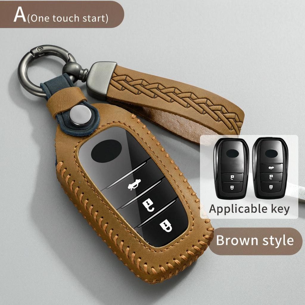 Leather Key Fob Cover For Toyota Camry Xv70 Avalon Rav4 Xa50 Highlander Corolla E210 Levin Vios Yaris Prado Key Case Shell
