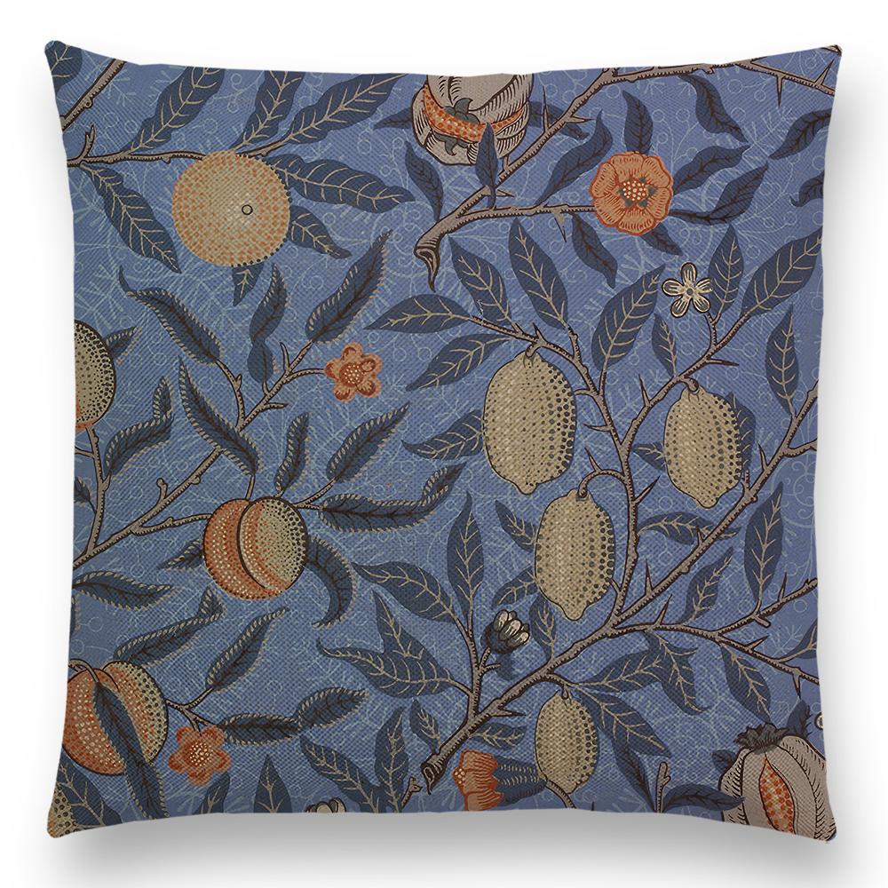 William Morris Thief Roter Kissenbezug, Leinen, Luxus-Überwurfkissen, Heimdekoration für Sofa, Wohnzimmer, Kissenbezug, 40 cm/45 cm/50 cm/60 cm