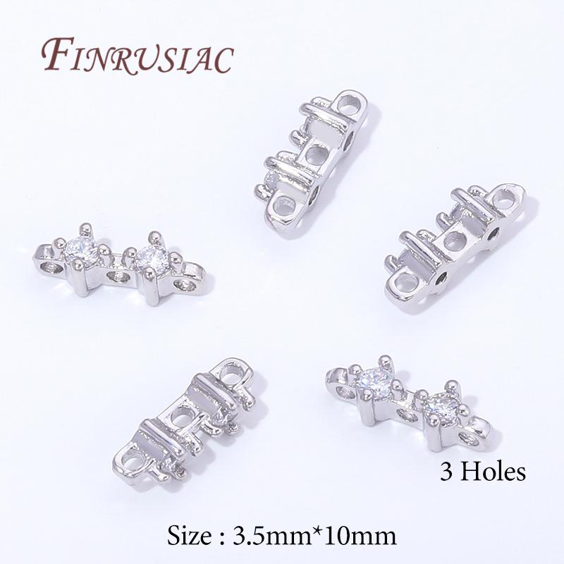 18K Gold Plated 2/3 Holes Spacer Bar,Brass with Zircon Beads Separators,Spacers For Bead DIY Jewelry Making Supplies Accessories