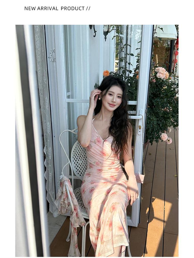 Thirteenth Line French Floral Camellia Spaghetti Strap Dress Set