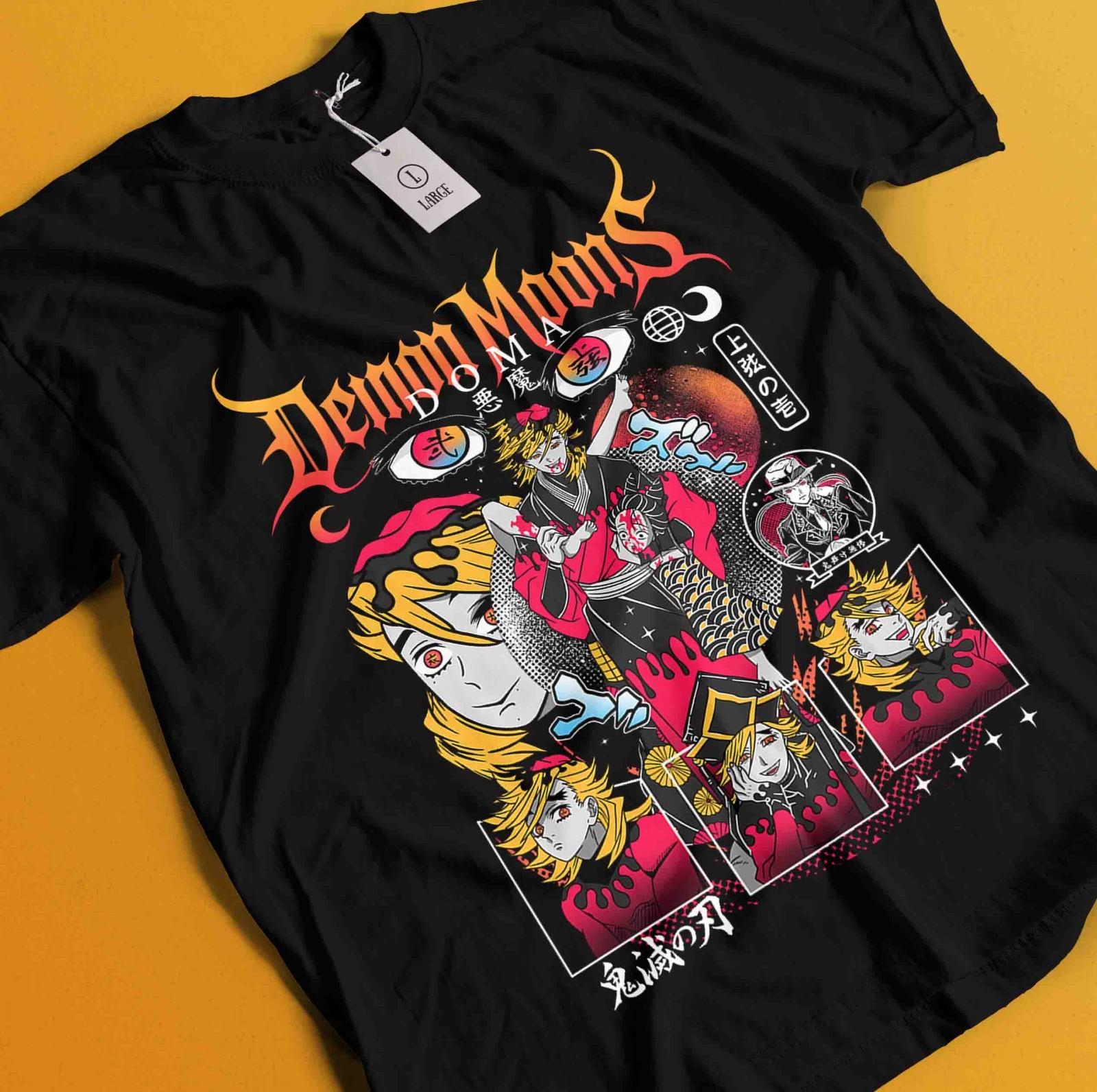 Demon Slayer Shirt Doma Upper Moon 2 Tshirt Zenitsu T-Shirt Mens Womens Tees Top Akaza Muzan Tanjiro XL