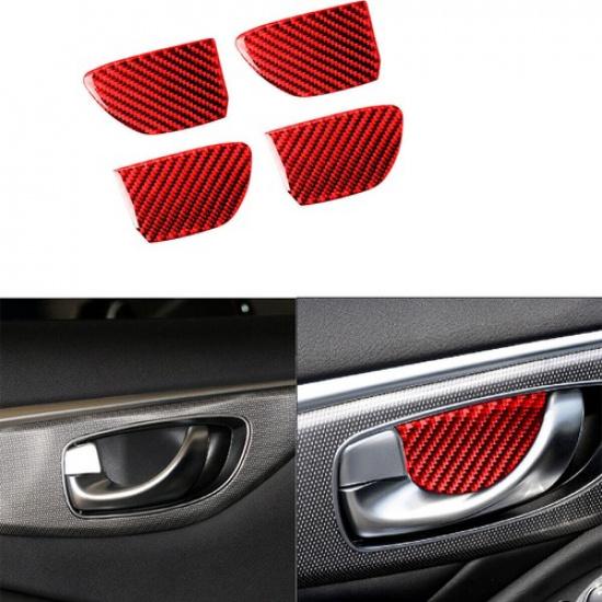 Red Carbon Fiber Door Handle Cover Trim Fit For Infiniti Q50 Q60 2014-
