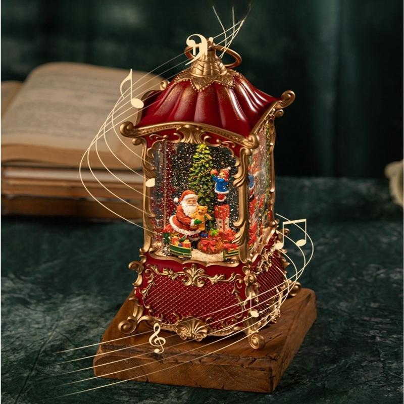 Christmas Snow Globes Lanterns Music Box USB Power With Crystal Snowballs Design Safe For Kids User Friendly Holiday Homes Decors