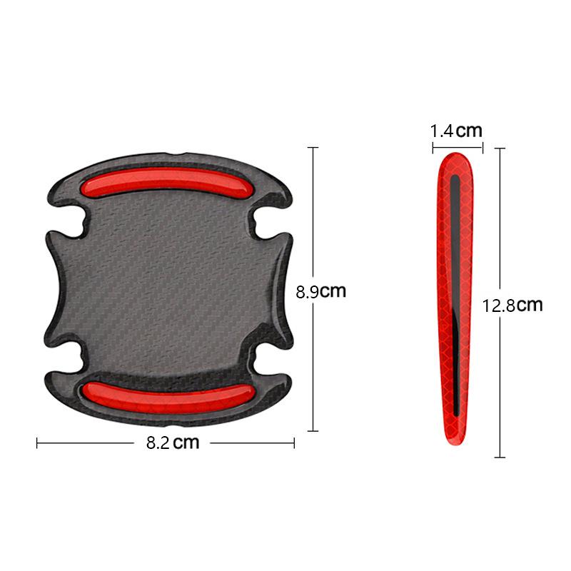 8PCS New Carbon Fiber Car Door Bowl Handle Reflective Paint Anti-collision sticker General-Purpose 3D Carbon Fiber Car Sticker