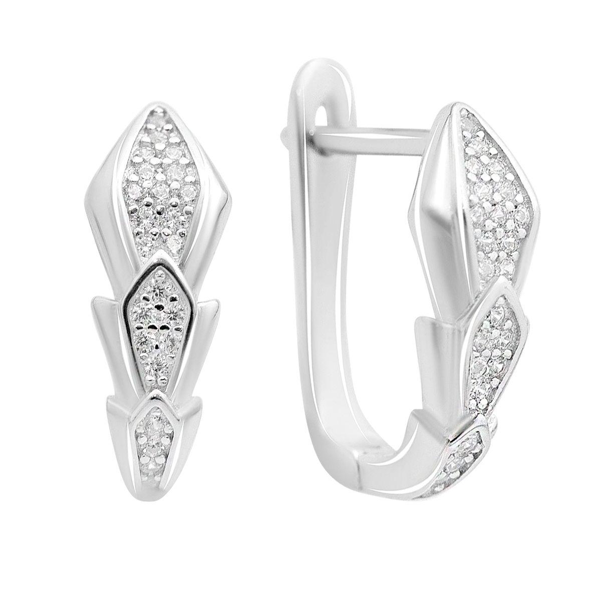 

Срібні сережки з фіанітами (2153825) білий