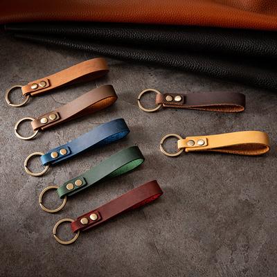 Neuer Klassischer Vintage Rindsleder Schlüsselanhänger Herren Persönlichkeit Mode Leder Auto Schlüsselring K5057