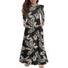 Girls' Tiered Ruffle Dress - Long Sleeve Printed Maxi With Pockets