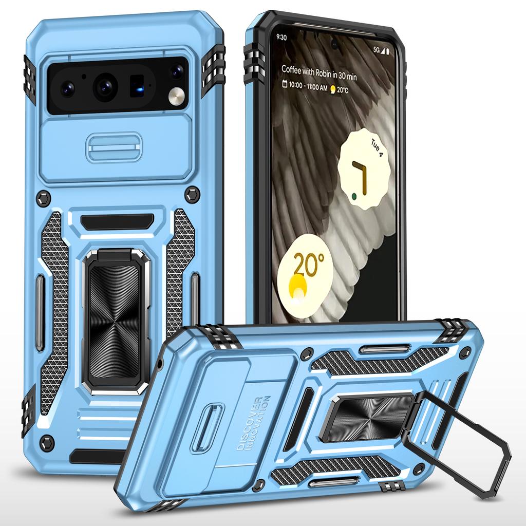 For Google Pixel 8 Pro Armor Series Kickstand Phone Case Slide Camera Protection PC+TPU Cover