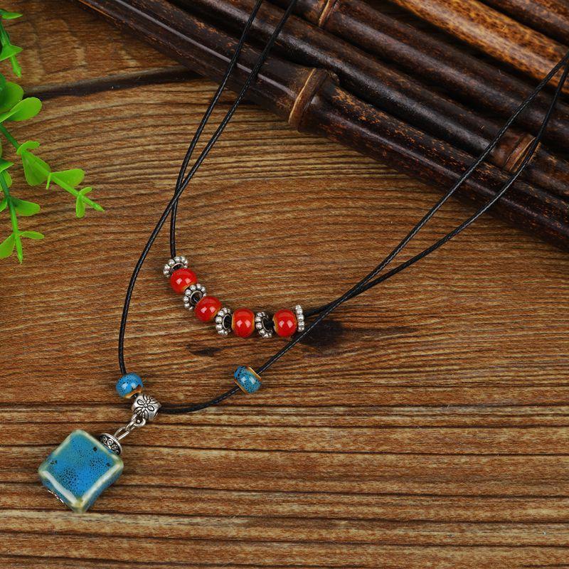 Chinese Style Retro Ethnic Butterfly Bell Beaded Necklace Women's Antique Long Collarbone Chain