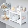 Minimalist Pp Desktop Double Layer Storage Rack Rectangular Organizing Student Desk Office Cosmetics Stationery Storage Shelf