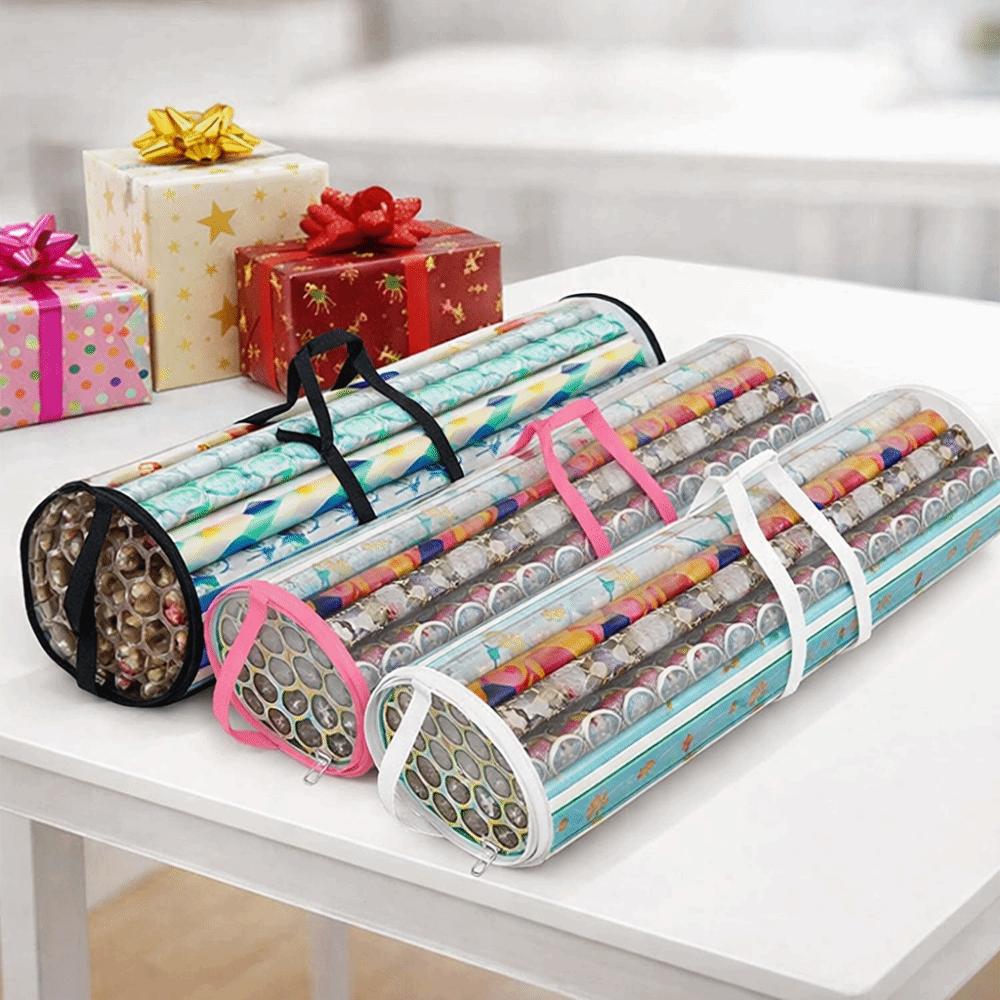 Large Capacity Gift Wrap Storage Bag Cylinder Gift Wrapping Roll Organizer Christmas
