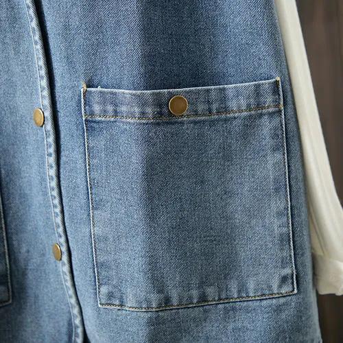 Women's Vintage Loose Casual Sleeveless Vest Solid Color Simple Button Pocket Denim Jacket