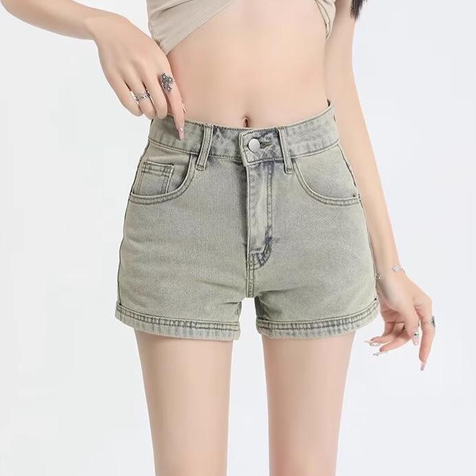 2025 Summer Women's Retro High Waist Plus Size Denim A-line Shorts