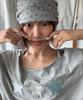 RONRON 3 Star Applique Off Shoulder T Shirt Gray
