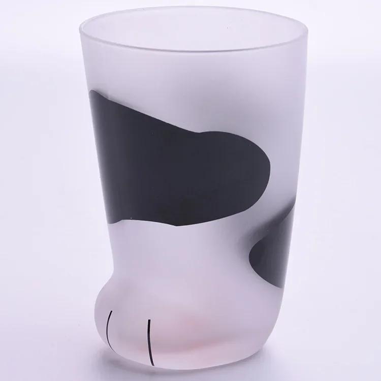 Animals Glass 300ML Creative Cute Cartoon Cat Paw Water Bottle Milk Juice Frosted Drinking 3D Shape Cold Drink Mug Coffee Cup