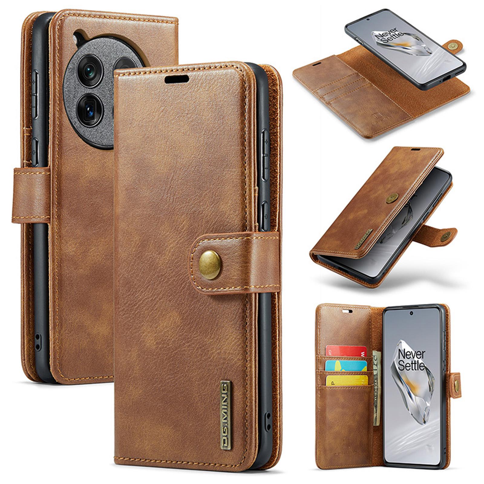 

DG.MING for OnePlus 12 5G Case Detachable Split Leather Phone Cover with Stand Wallet Brown