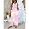 New spot European and American women's clothing hot-selling sleeveless double-layer vest pants set T-shirt