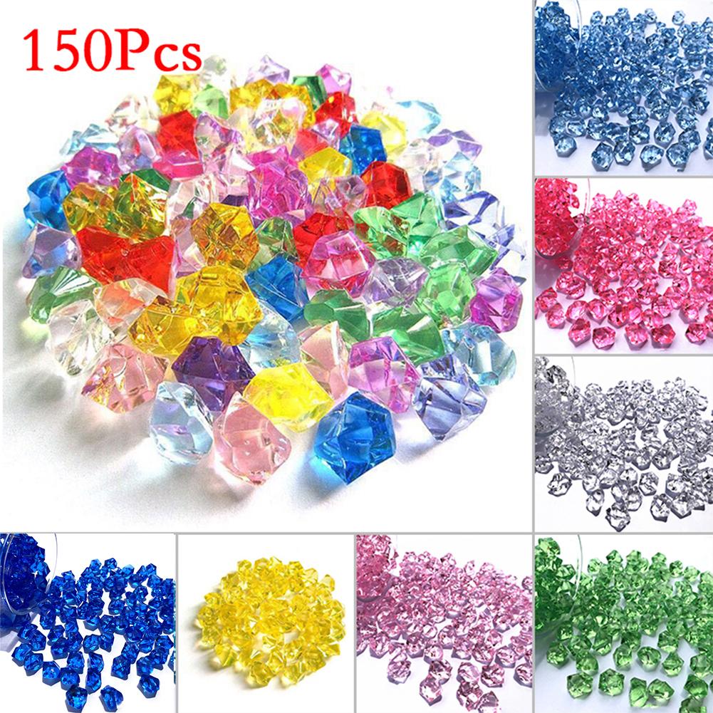 150pcs/pack Acrylic Crystal Gem Stone Crushed Ice Rocks Aquarium Colorful Stone Fish Tank Vase Landscaping Decoration