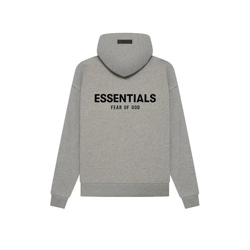 22SS Hooded Sweatshirt with Front and Back Flocking - ESSENTIALS Trendy American Streetwear, Cross-Border Hoodie with Double Stitching.