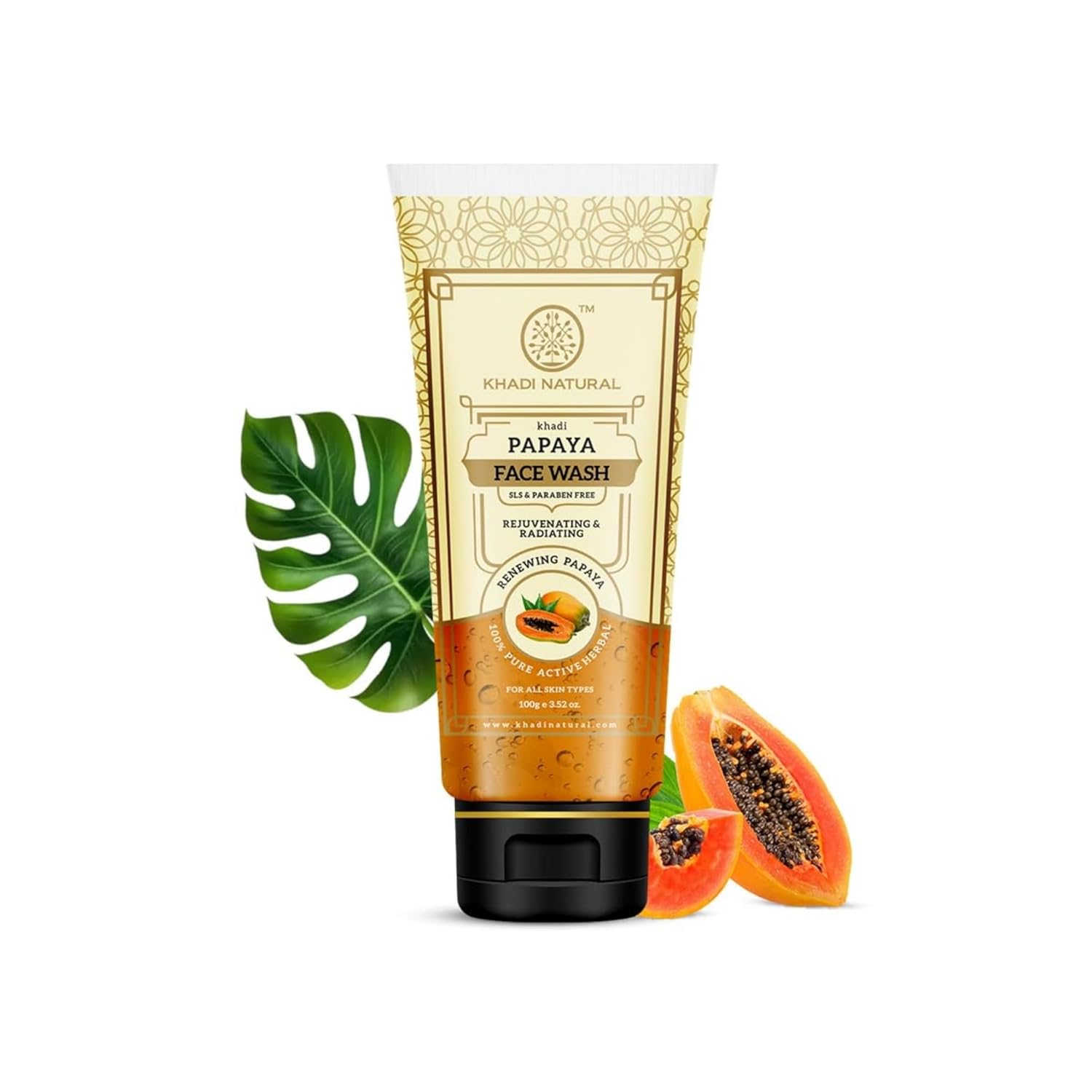 

Khadi Natural Papaya Face Wash 100ml Pack of 1 | Brightens Skin | Reduces Dark Spots & Blemishes