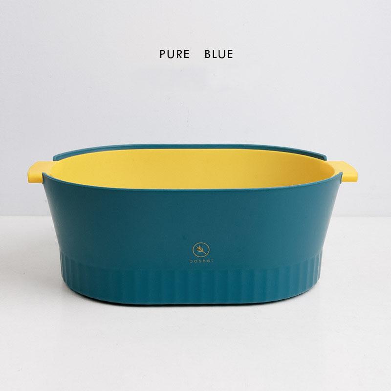Large Thickened Removable Fruit Vegetable Washing Basin Household Double-Layer Cleaning Plastic Drain Storage Basket For Kitchen