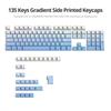 135-Key Side-Printed PBT Gradient Keycaps, 75% Cherry Profile, Minimalist Style, Custom Shine-Through Keyboard Keycaps for Mechanical Keyboards
