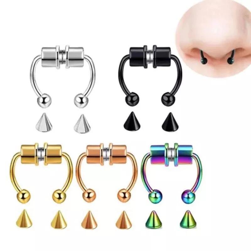 1pcs U Shaped Fake Piercing Nose Ring Alloy Nose Piercing Hoop Septum Rings for Women Body Jewelry Gifts Fashion Magnetic