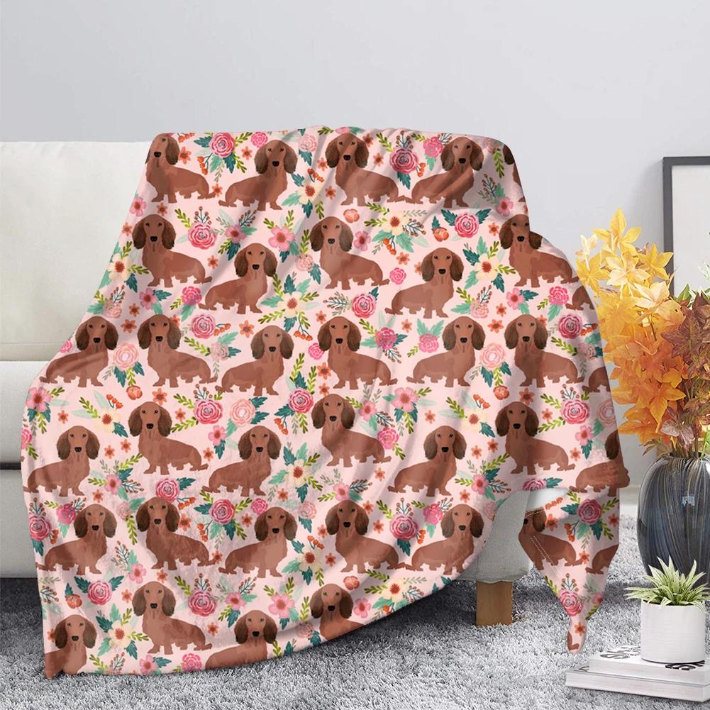 Dachshund Blanket Fluffy Soft Warm Sausage Dog Throw Blankets for Bed Sofa Lightweight Plush Sheet Bedspread Flannel Cozy Cover