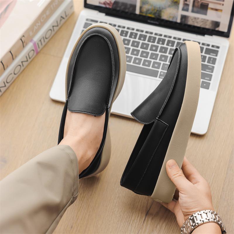 Fashion Classic Leather Mens Formal Loafers Simple Dress Moccasins Breathable Slip on Flats Leisure Walk Driving Shoes Man Driving Shoes