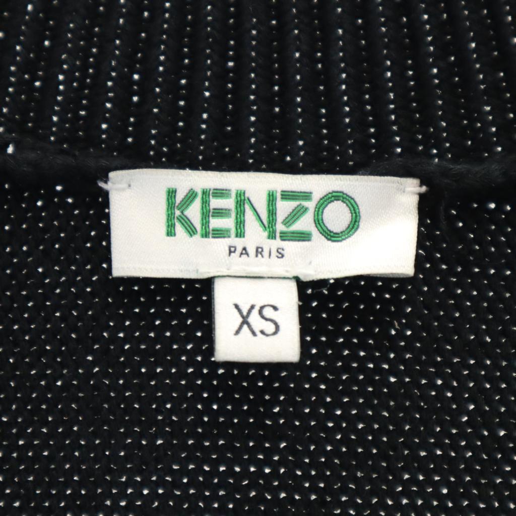 KENZO Long sleeve V-neck knit one piece XS Navy system Women Used