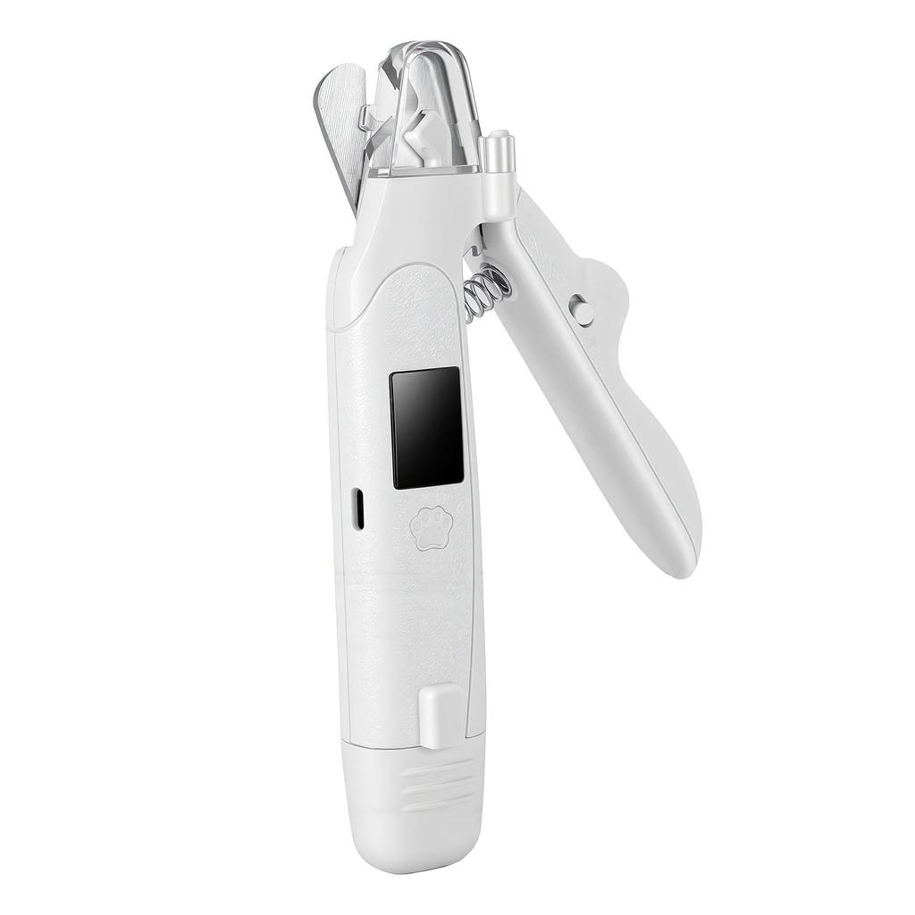 Cortador de Unhas para Pet 2 em 1 com LED Baixo Ruído Elétrico Aparador Moedor para Gatos Cães com Trava de Segurança Coleta de Unhas