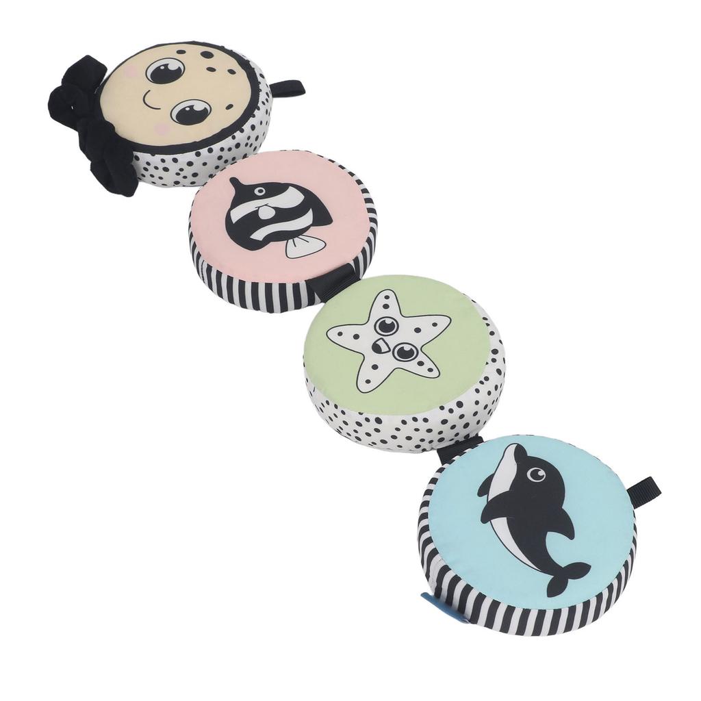 Sammenleggbar Krybbebeskytter Stoffbok Svart og Hvit Høy Kontrast Myk Bok for Baby Pedagogisk