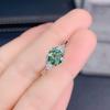 1 Carat Blue-Green Moissanite Open Ring for Women - Simulated 8 Hearts & Arrows PT950 Plated - Trendy New Arrival