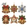 Elegant Holiday Party Supplies 6 Pcs Diamond Art Christmas Ornaments, 2D Flat Pearl Painting Timeless Seasonal Decorations Pattern Hanging Decoration