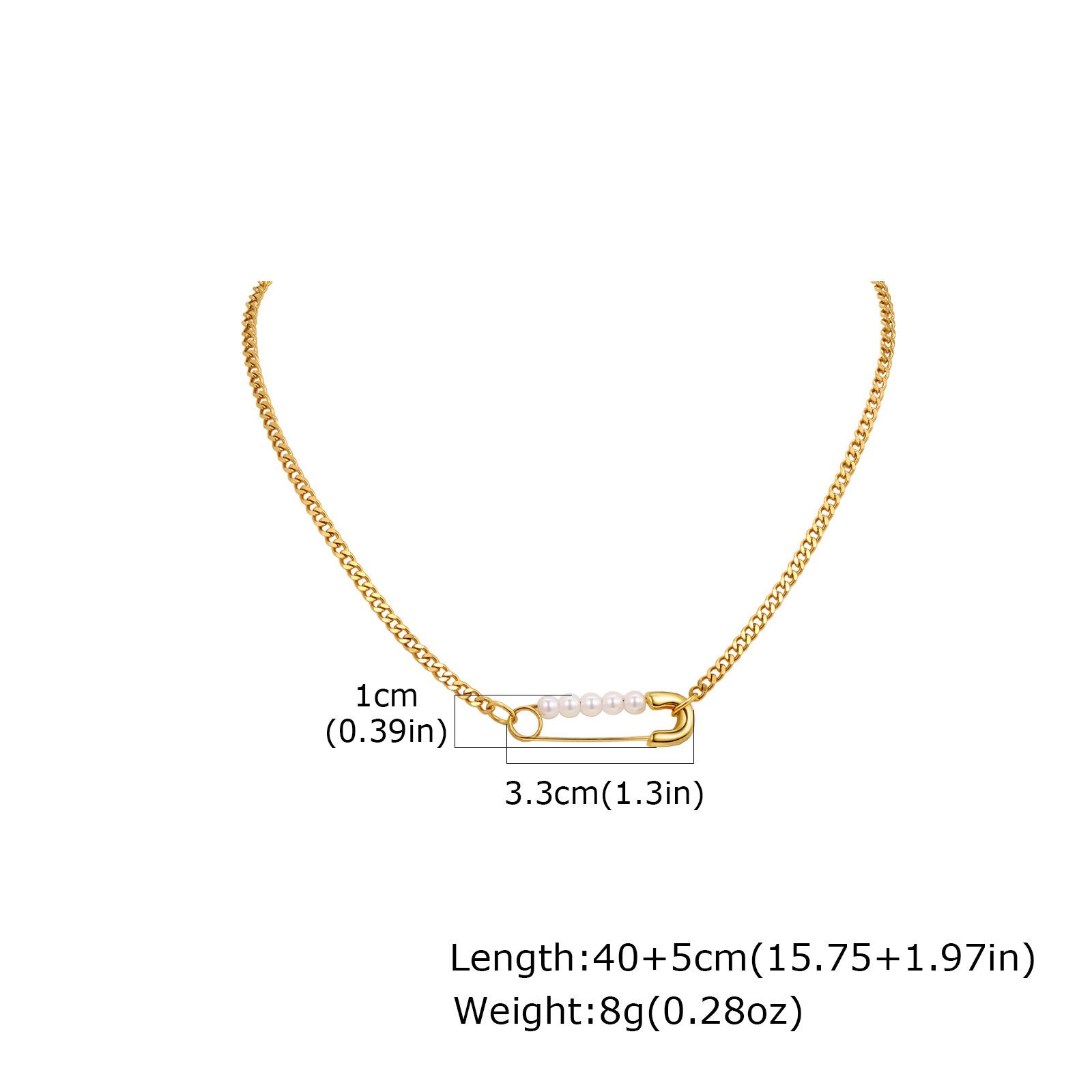Niche Design Pin Pearl Necklace French Trend Fashion Stainless Steel Collarbone Chain Female Nc-2563 золотой
