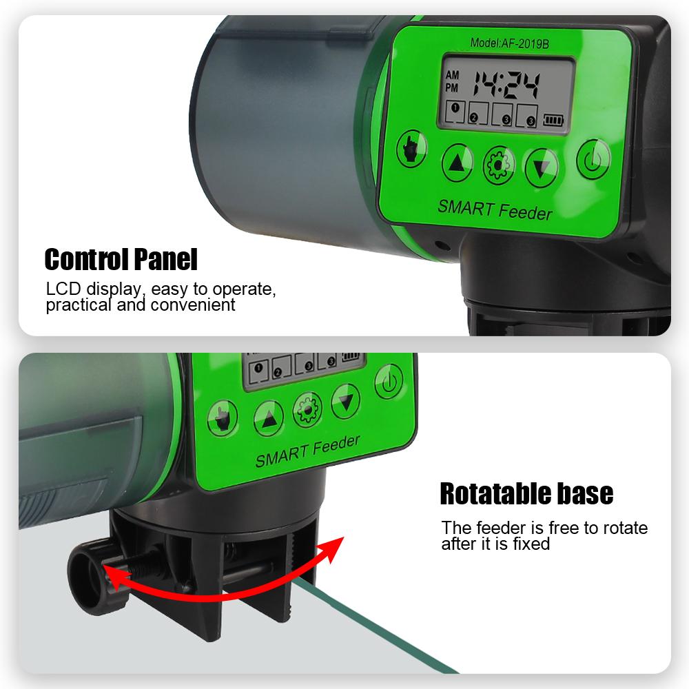 200ML Timer Feeder Digital Fish Tank 2 In 1 Manual and Smart LCD Display Adjustable Automatic Fish Feeder Aquarium