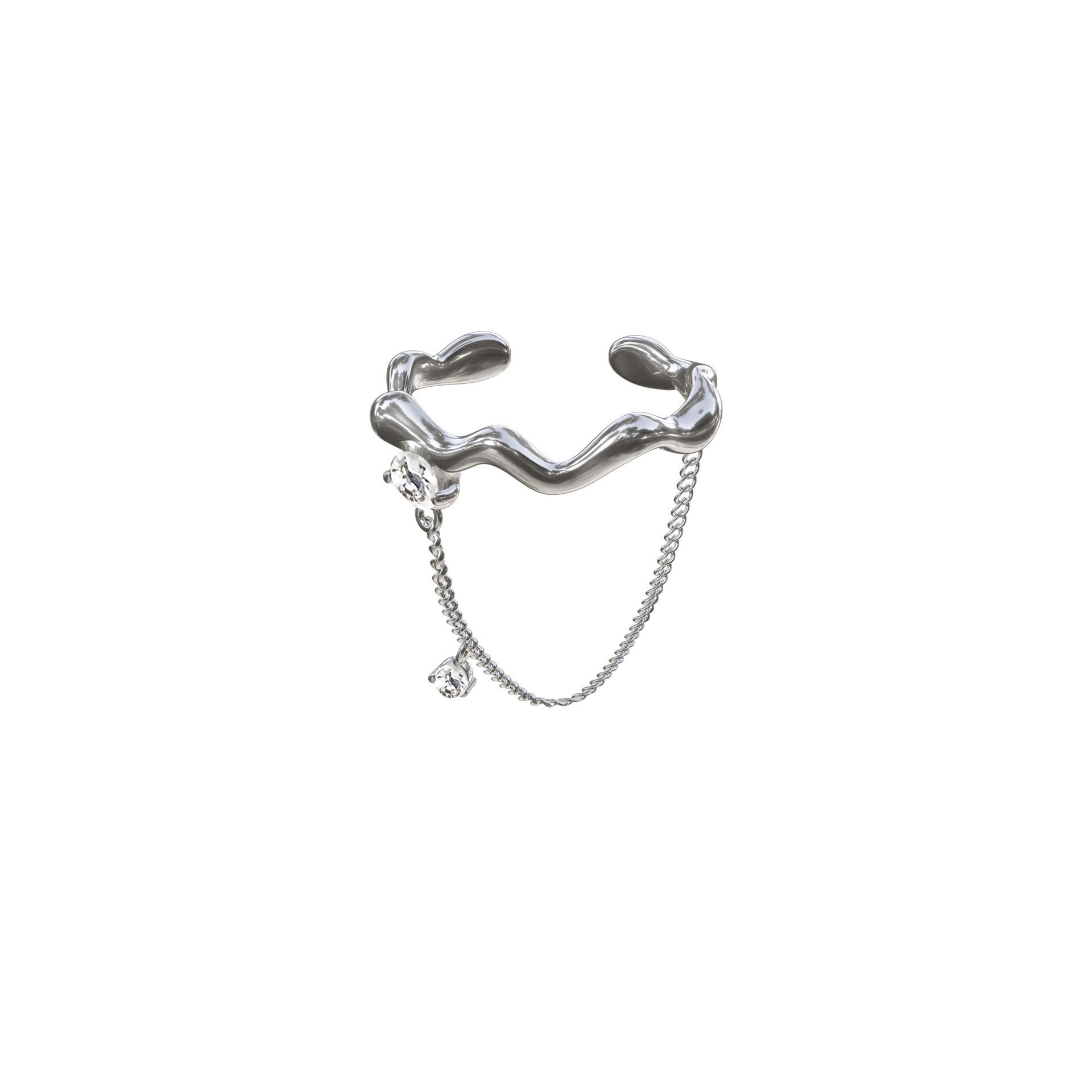

Niche Design Sense Diamond Set High Sense Ring Wave Chain Irregular Opening Combination Personalized Ring Women opening adjustable