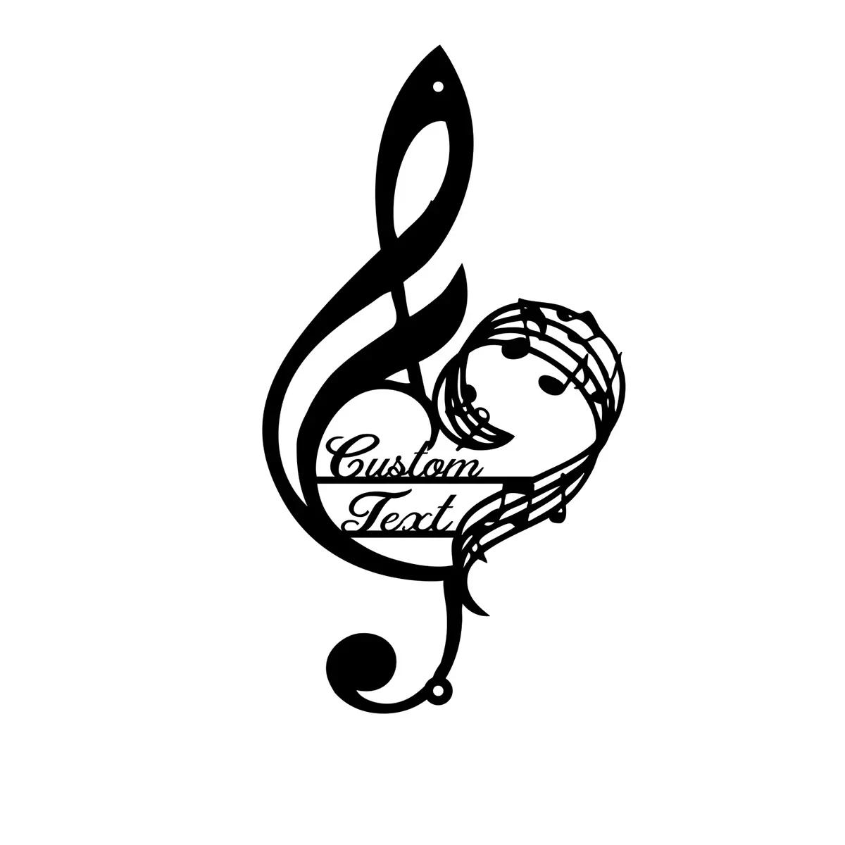 Musician Gift Metal Wall Art, Personalized Music Note Decor, Custom Name Sign for Music Teacher, Iron Art for Studio