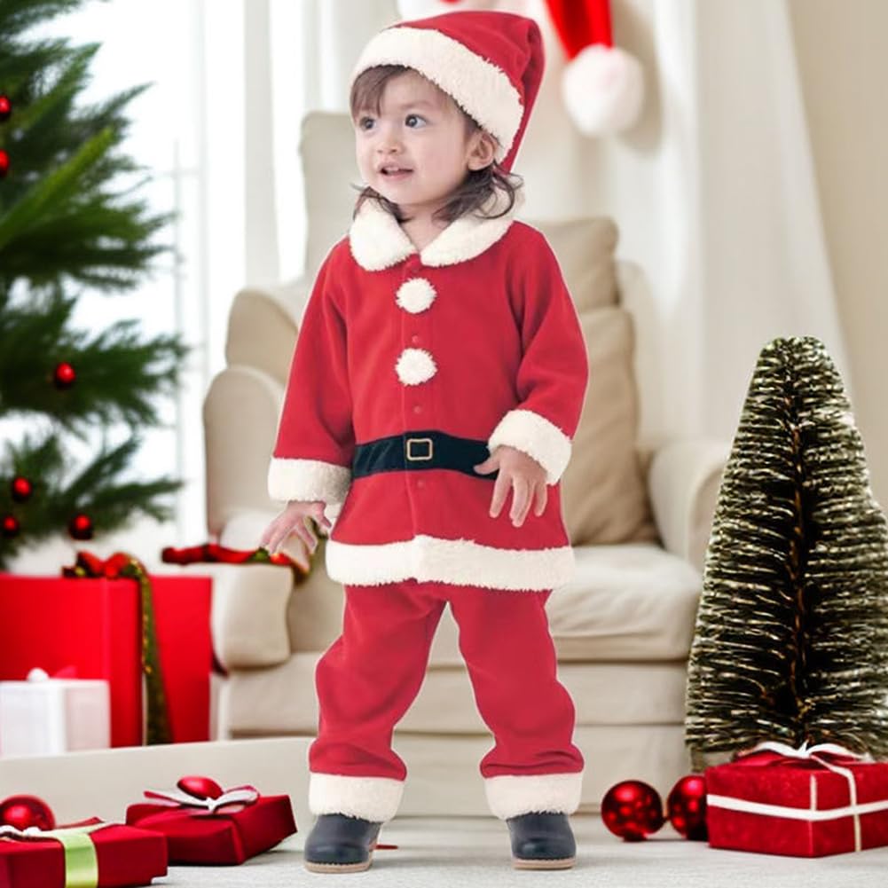 Santa Claus for Santa Christmas Boys and Size Baby Santa Costume [Limspace] Kids, Cosplay, Costume, Girls, Coat, Pants, Hat, 4-Piece Set, 80~130,