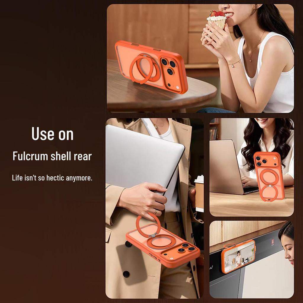 Compatible iPhone 17 Pro Max Magnetic Protective Case - Drop-proof, Rotating Air Matte Holder.