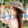 Con Cintura Stampa Leopardo Cappello di Paglia Intrecciato Stile Coreano Tesa Larga Cappello a Secchiello Protezione Solare Calotta Piatta Cappello da Sole da Donna Mare