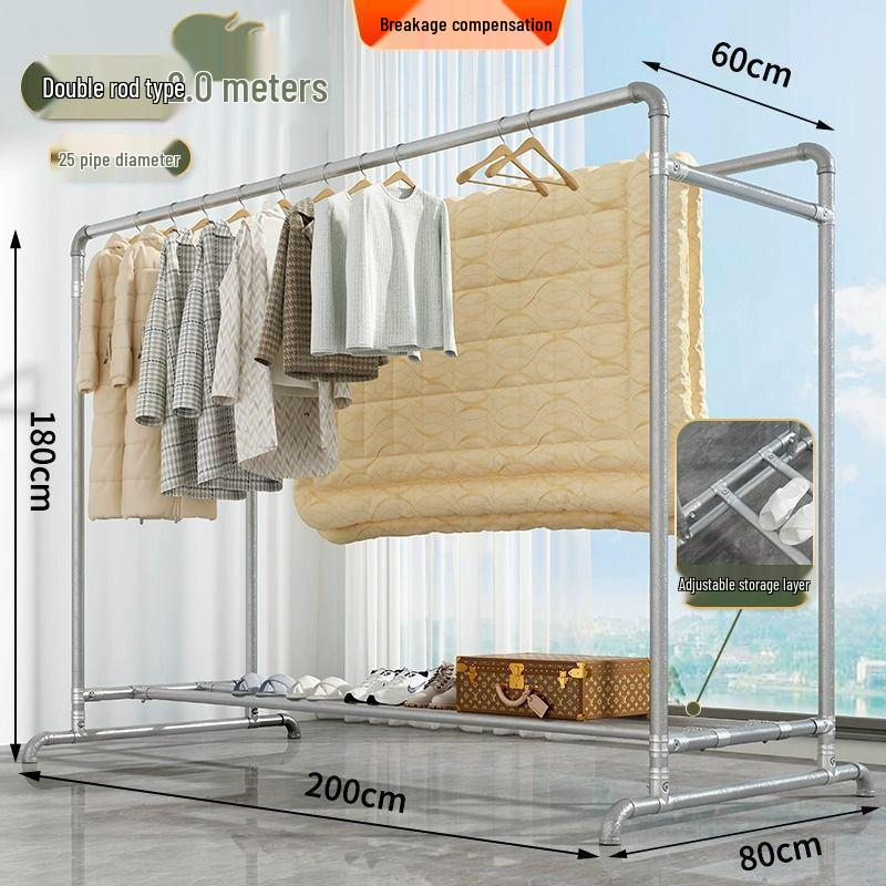 Windproof Outdoor Galvanized Steel Clothes Drying Rack with Thickened Pipes for Balcony