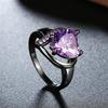 Fashion Couple Rings Romantic Women Heart Purple Rhinestones Zircon Ring Trendy Men Stainless Steel Rings Wedding Band Jewelry
