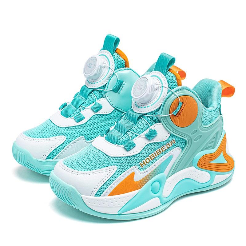 

HobiBear Баскетбольные кроссовки для мальчиков с сетчатой ​​пружиной и вращающейся пряжкой. Дышащая и удобная спортивная обувь для девочек с двойной сеткой. 31 зелёный