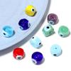 10Pcs Round Lampwork Beads Colorful Eye Printed Glass Loose Spacer Beads Handmade Bracelet Keychain For Jewelry Making Findings