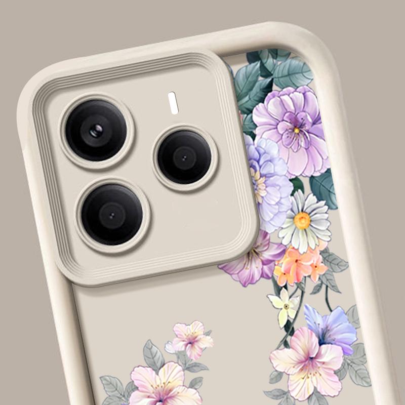 Color Floral Pattern TPU Soft Phone Case For Xiaomi 14T Pro 13T Poco F6 Pro X6 M6 X5 Redmi Note 14 Pro 13 12 11 10 Matte Shockproof Back Cover